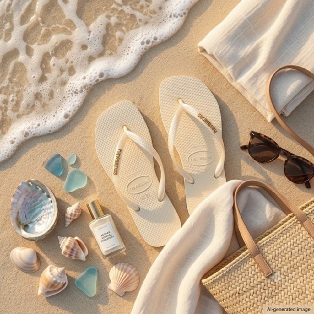 SQRE0028 | W's 6 | Havaianas Square Logo Metallic flip flops / sandals